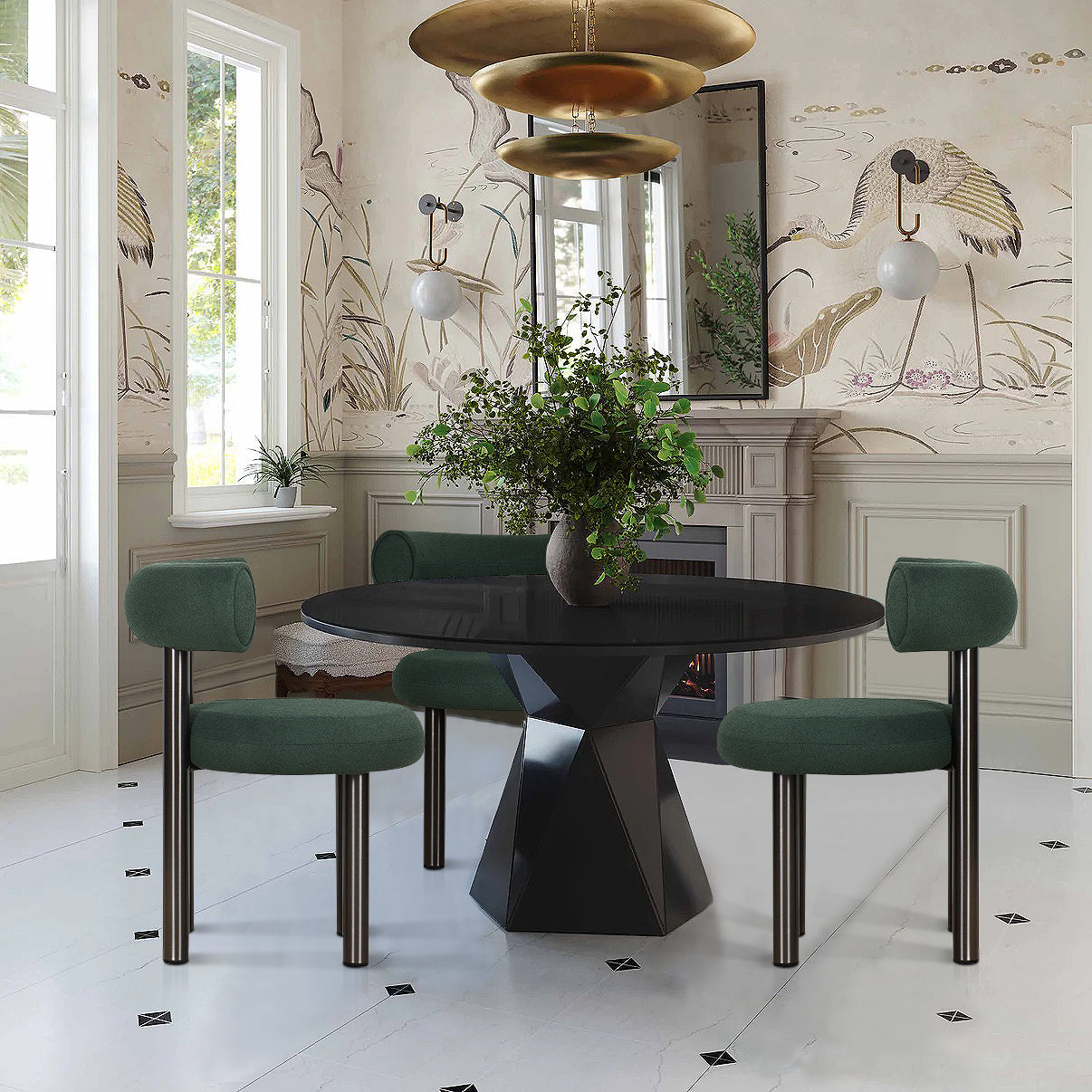 Indigo Gray Blue Modern Dining Chair in Contemporary Dining Room