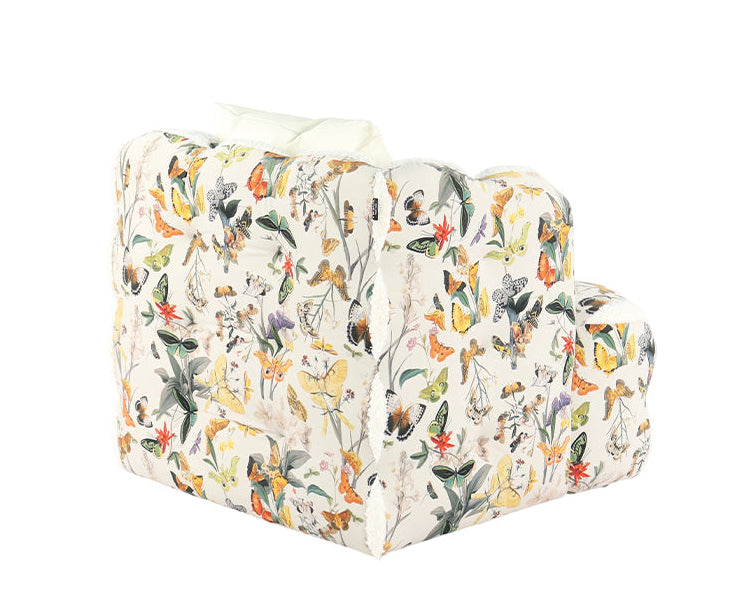 Butterfly-Flower Harmony Leisure Chair: Eco-Friendly Fabric Close-up
