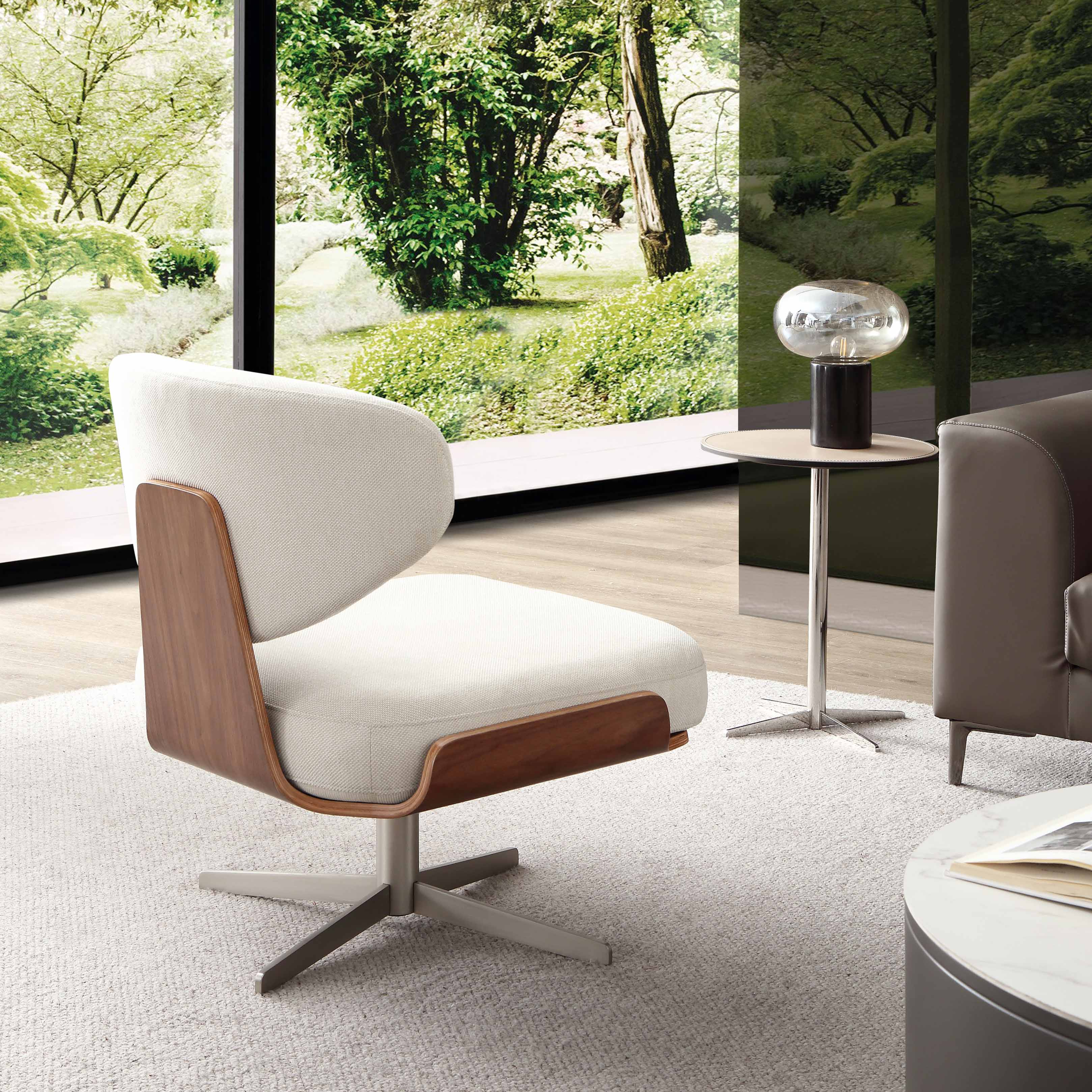 Height Adjustable Linen Office Chair: stainless steel chair base