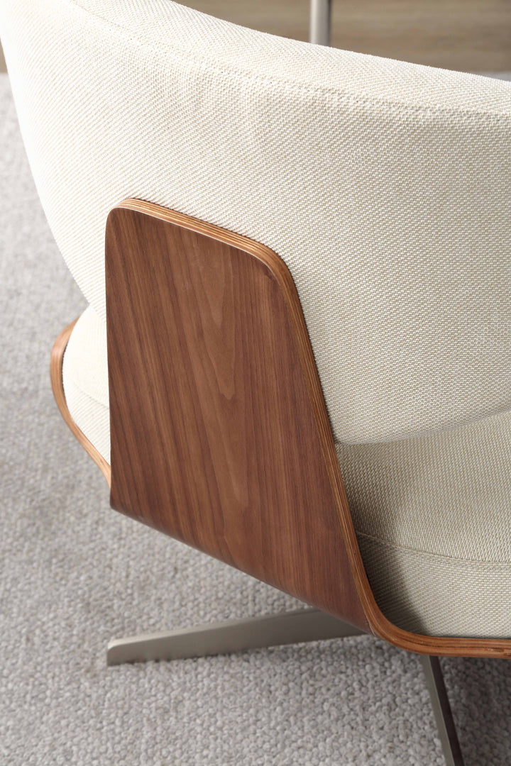  Height Adjustable Linen Office Chair: Features a walnut wood frame