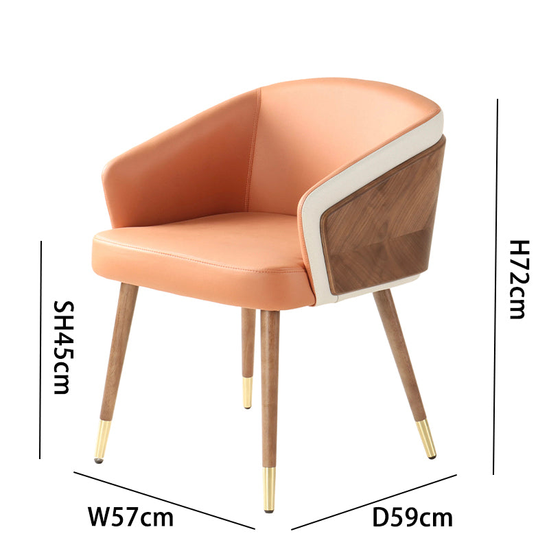 Coral Orange Microfiber Leather Dining Chair: Size Label (45cm H, 57cm W, 72cm Total H)

