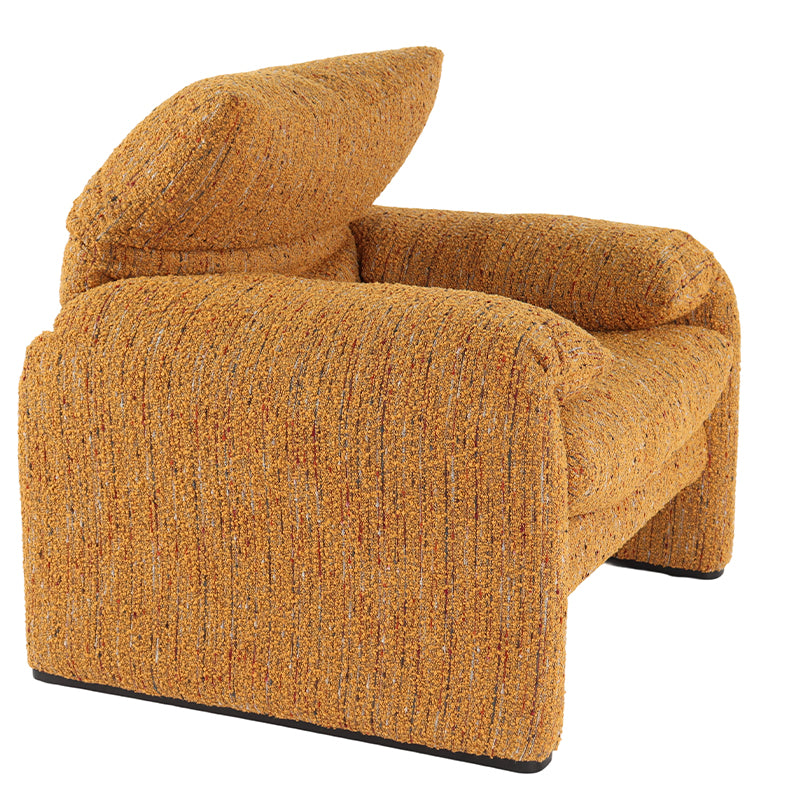 Warm Yellow Textured Chair: Soft Seat, Enveloping Comfort