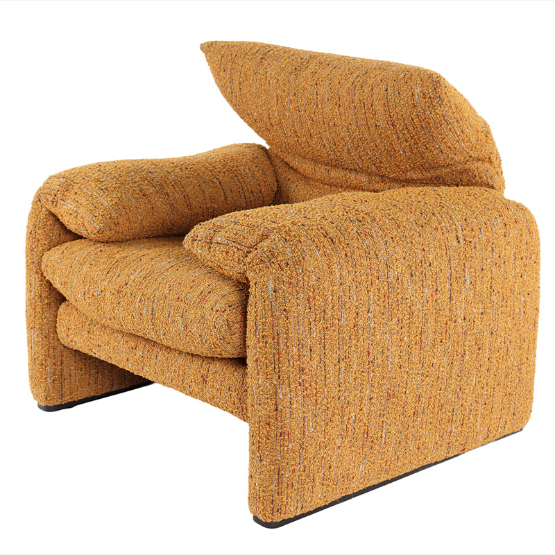 Warm Yellow Textured Leisure Chair: XL Seat, Good Lumbar Support, Long-Sitting Comfort