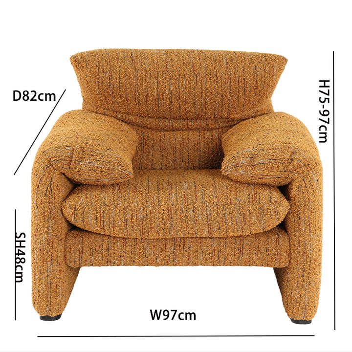 Warm Yellow Textured Chair: Seat H48, W97, D82cm