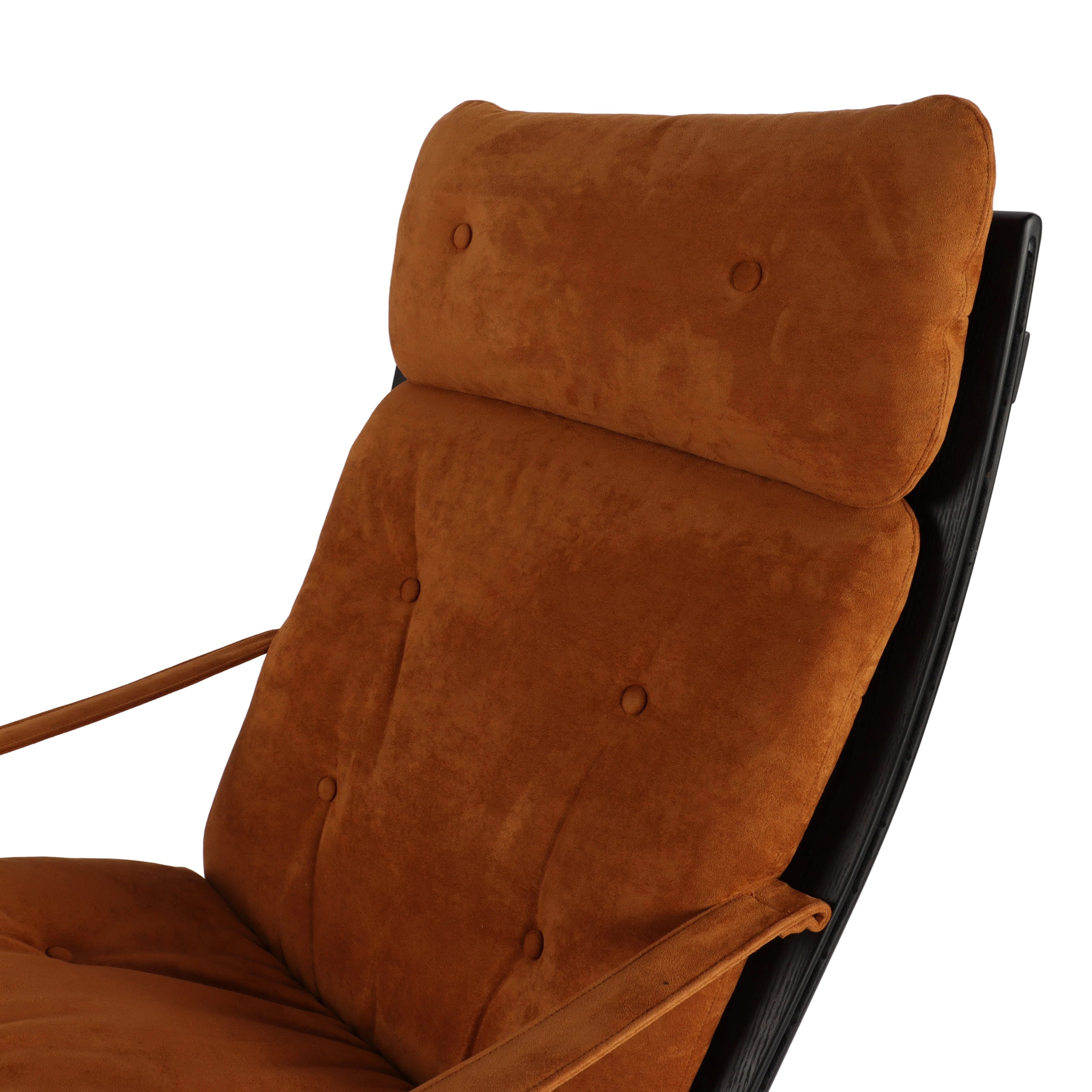 Caramel Suede Lounge Chair, Backrest - Ergonomic Ideal Tilt for Max Comfort
