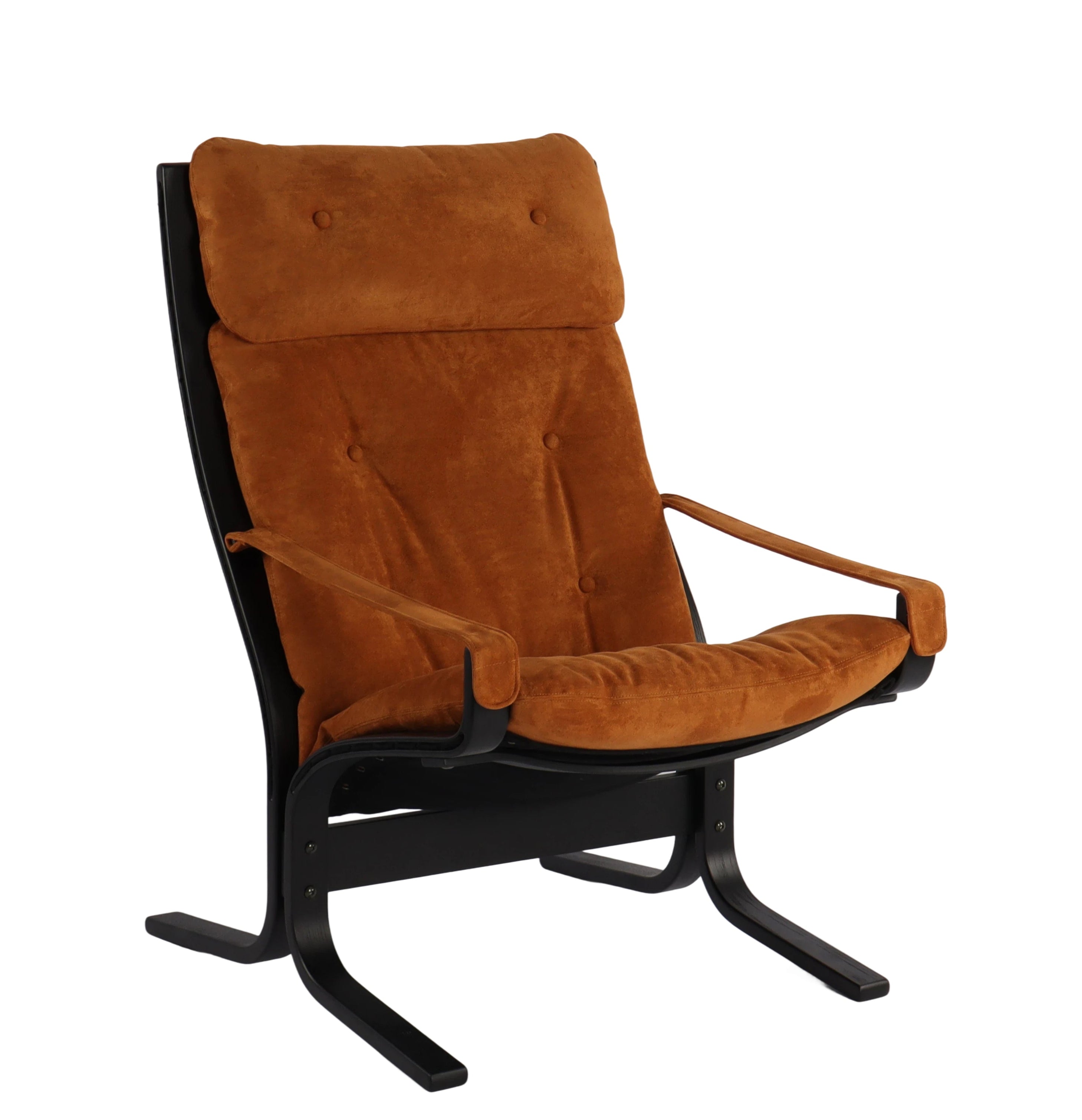 Caramel Suede Lounge Chair, Armrest View - Provides Hand Support for Reading & Daily Use