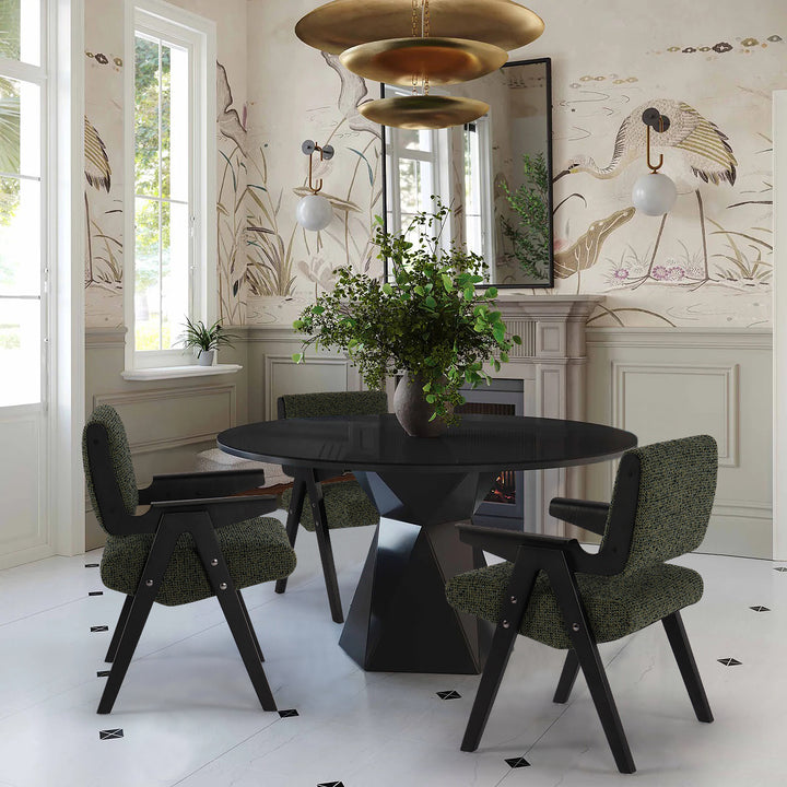 Forest Palette Fabric Upholstered Armchair - Verdant Green Dining Chair 